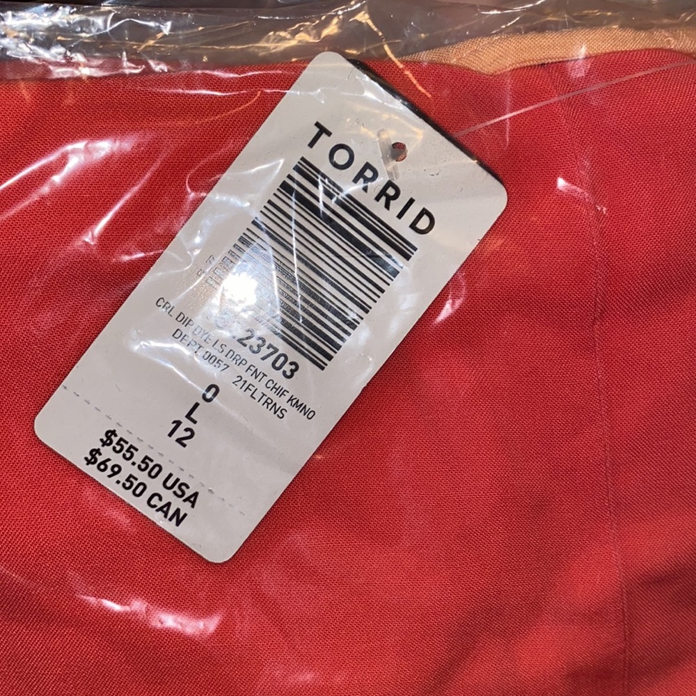 NWT TORRID Drape Front Kimono - Dip Dye Coral - Picture 7 of 7